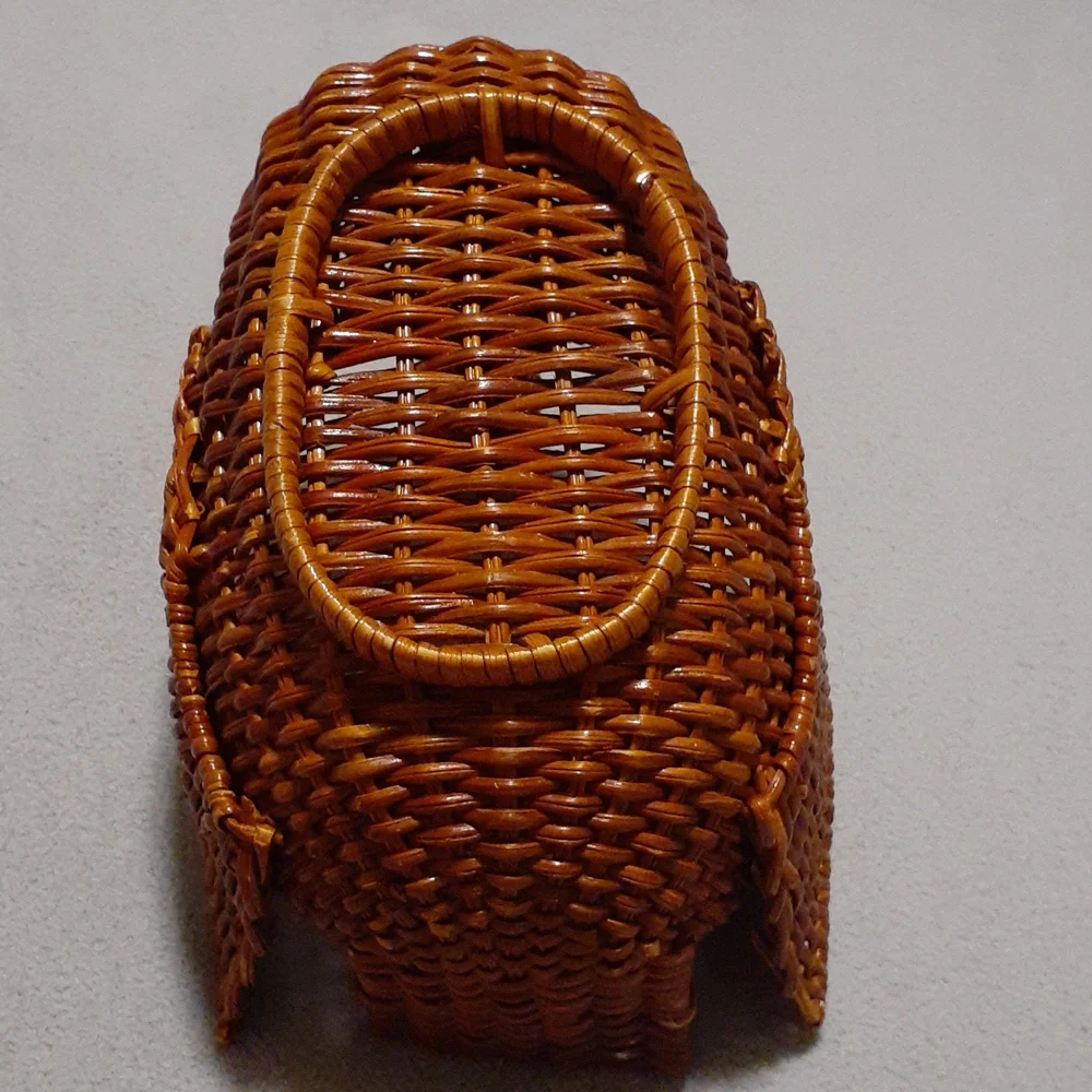 Vintage Wicker Turkey Thanksgiving Basket Wood Beak - Picture 5 of 8